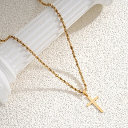 New Stainless Steel Cross Pendant Necklace for Men Women Minimalist Gold Color Jewelry Male Female Necklaces Chokers Gifts 2024