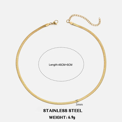 Hot Classic Unisex Flat Snake Chain Choker Necklace For Women Stainless Steel Herringbone Gold Silver Color Fashion Jewelry Gift