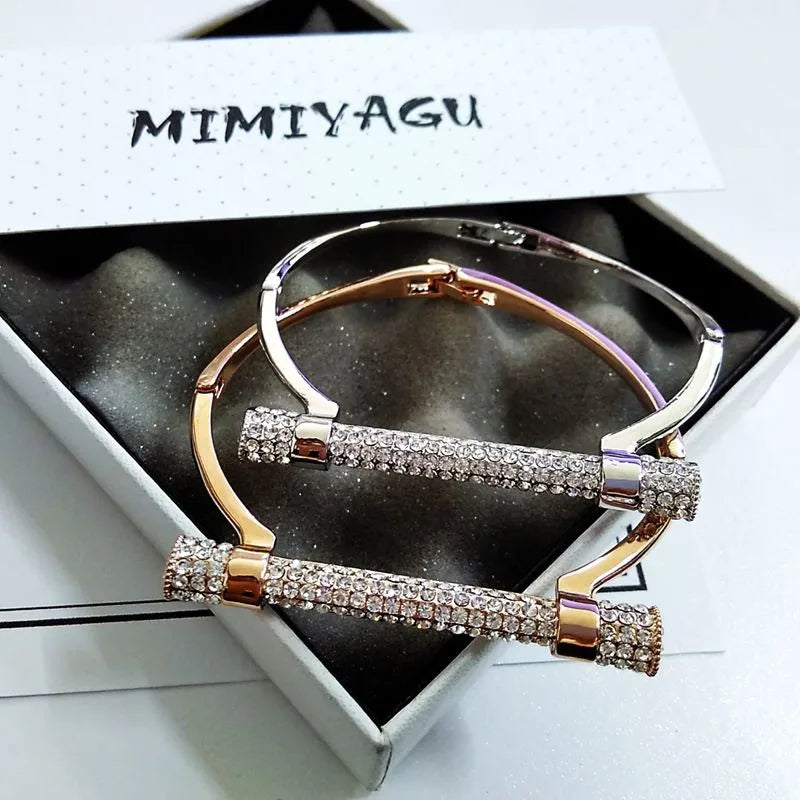 Famous  Luxury Full Crystal  Cuff Bracelets Bangle  For Women Rhinestones   Arm  Jewelry