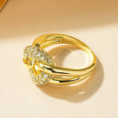 Rrjzz AAAAA CZ Simulated Diamond Unique Ring Luxury 14k Gold Plated Twist Band Design Rings for Women Men Fine Jewelry Gifts