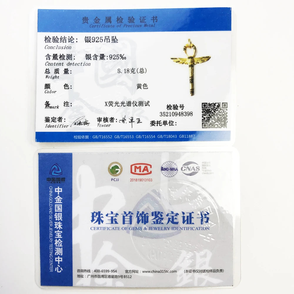 Pendants Large Amulet Golden Scarab Ankh Cross New Jewelry Vitnage 925 Sterling Silver Lucky Gift For Women Men