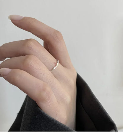 Real 925 Sterling Silver Minimalist Geometric Round Adjustable Rings for Women Trendy Fine Jewelry Irregular Accessories
