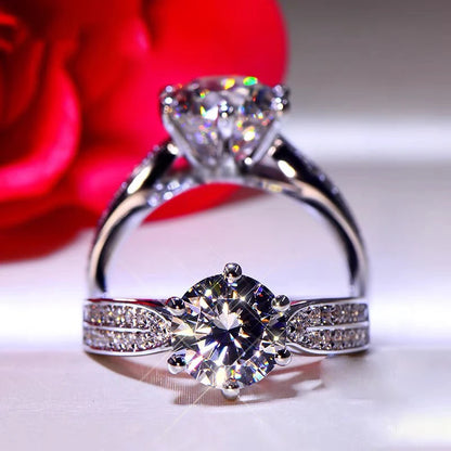 With Credentials Gorgeous 3 Carat 925 Sterling Silver Rings for Women Promise Gift Jewelry Bridal Engagement Wedding Bands