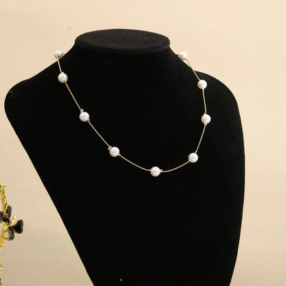 LATS 2022 New Beads Neck Chain Kpop Pearl Choker Necklace Gold Color Goth Chocker Jewelry on The Neck Pendant Collar for Women