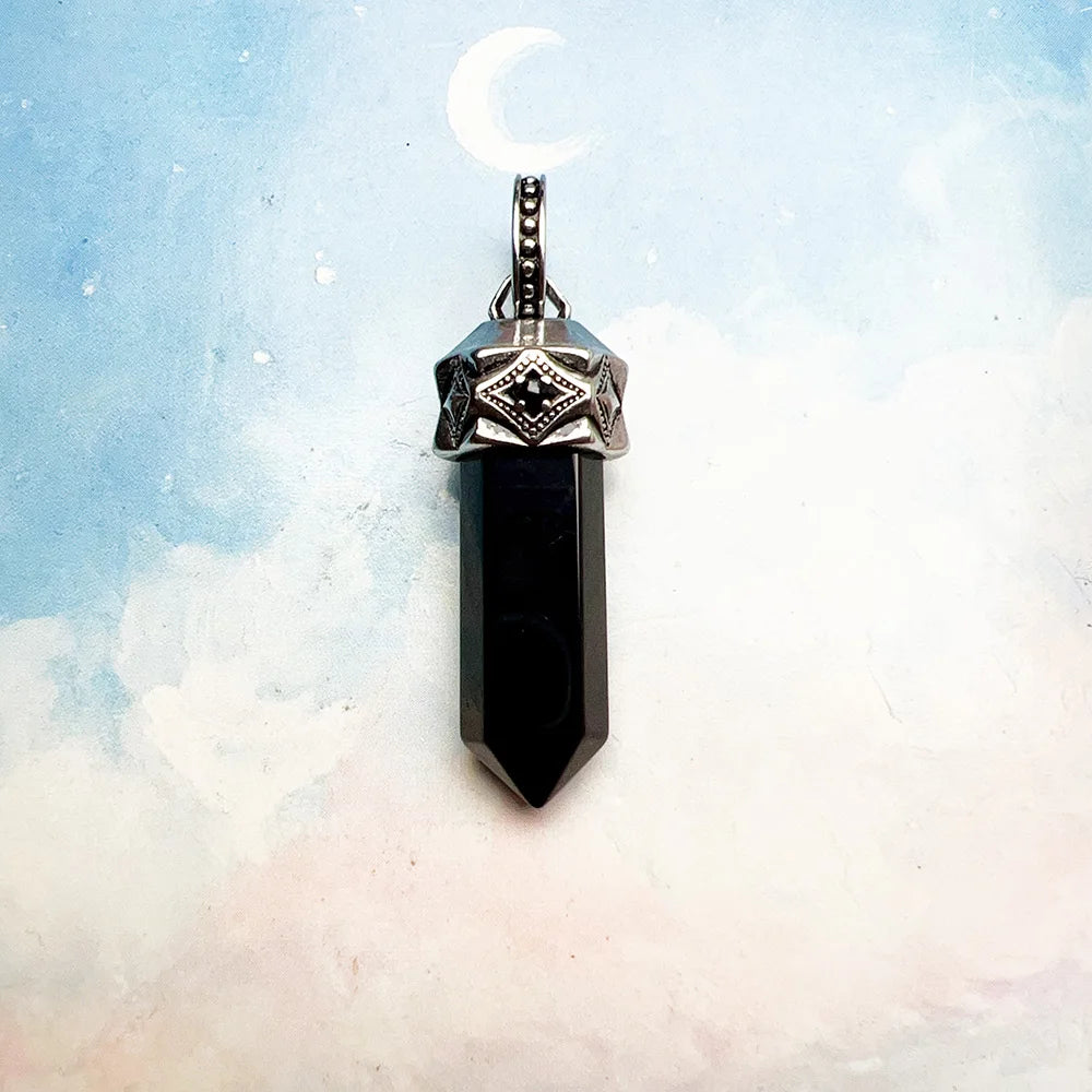 Pendants Black Onyx Pillar Brand New Jewelry Vitnage 925 Sterling Silver Lucky Gift For Women Men