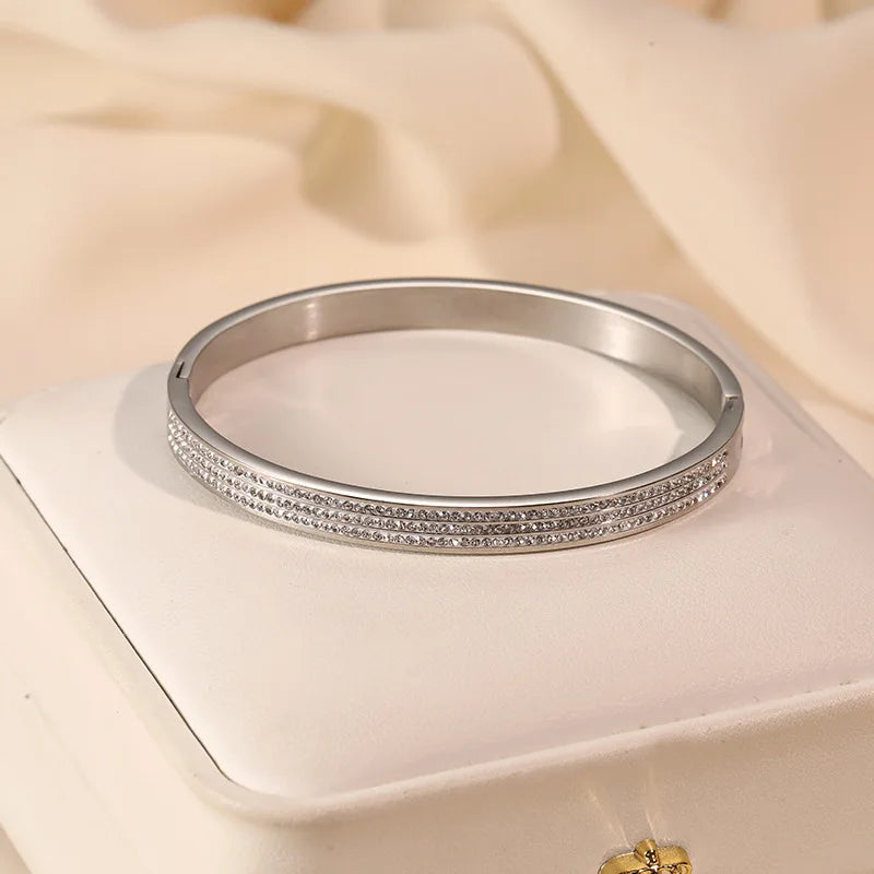 Zircon Bracelet For Women Fashion Stainless Steel Jewelry Accessory Luxury Bracelet Set