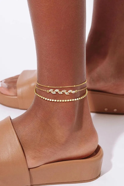 Ankle Bracelets for Women Girls Waterproof Boho 14K Gold Plated STAINLESS STEE Bead Satellite Layered  Anklets Set jewelry Gifts