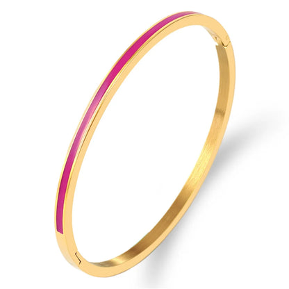 Zalman Colorful Enamel Bangles Women Gold Color Stainless Steel Simple Romantic Bracelet Never Fade Wholesale 2023