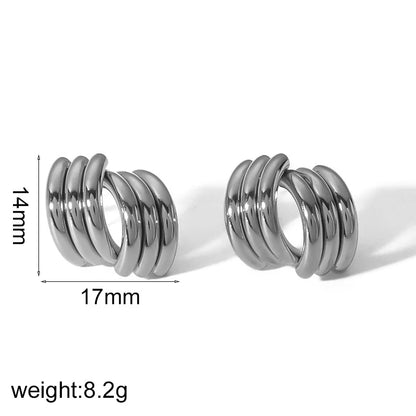 Stainless Steel Irregular Distort Geometry Hoop Earrings for Women Vintage Gold Plated Metal Smooth Earrings Charm Jewelry Gift