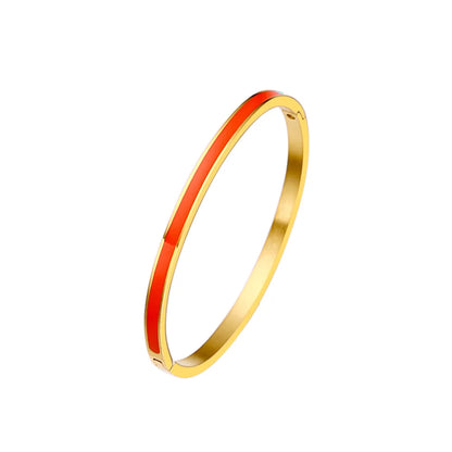 Zalman Colorful Enamel Bangles Women Gold Color Stainless Steel Simple Romantic Bracelet Never Fade Wholesale 2023