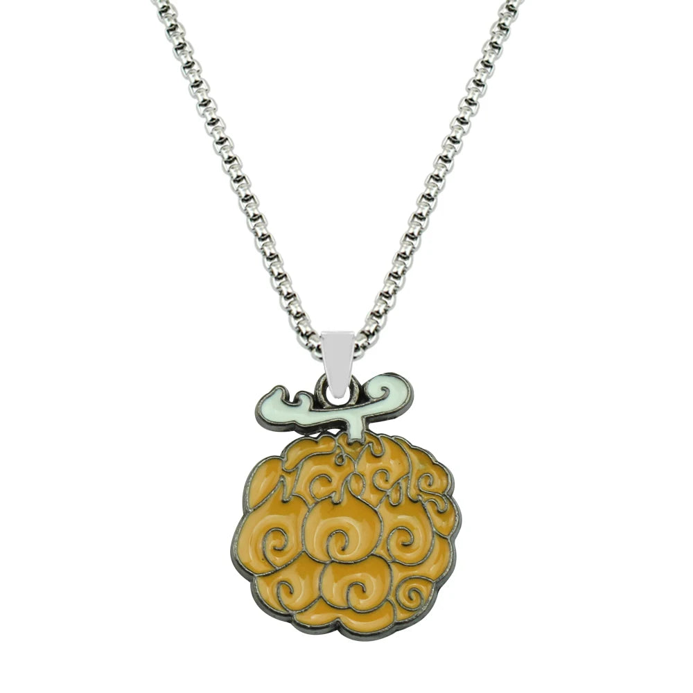 Anime Necklace for Women Men Metal Necklaces Ace Law Cursed Devil Fruit Jewelry Pendant Chains Choker Collares