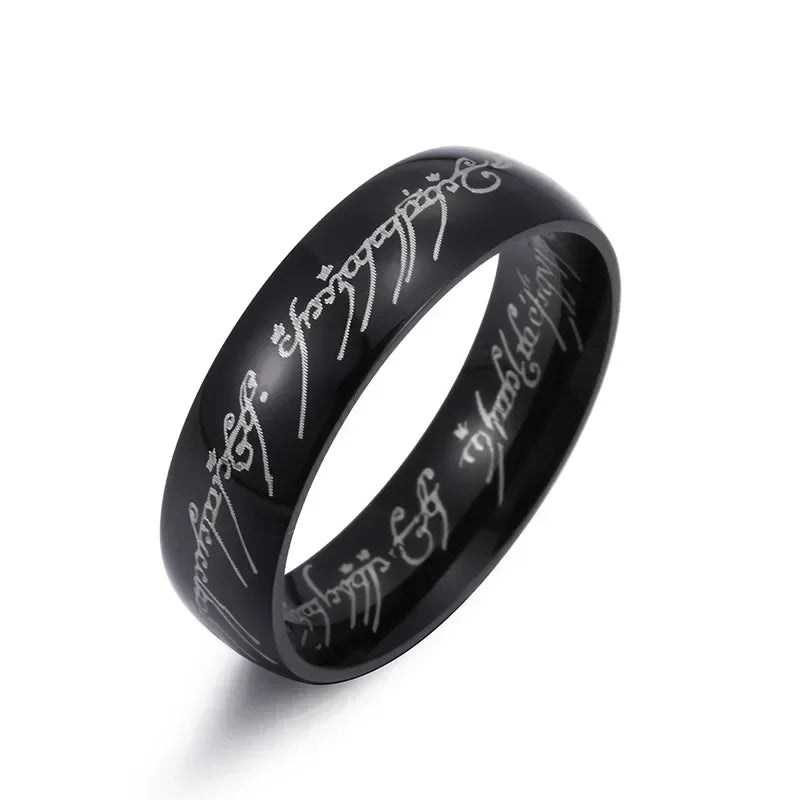 New Lord of The Finger Rings Movie with The Same Inside and Outside 3D Engraving Spanish Sanskrit Ring
