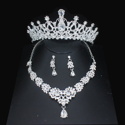 Luxury Crystal Wedding Bridal Jewelry Sets Women/Girl Gold Color Tiara/Crown Earrings Choker Necklace Bride Jewelry Set