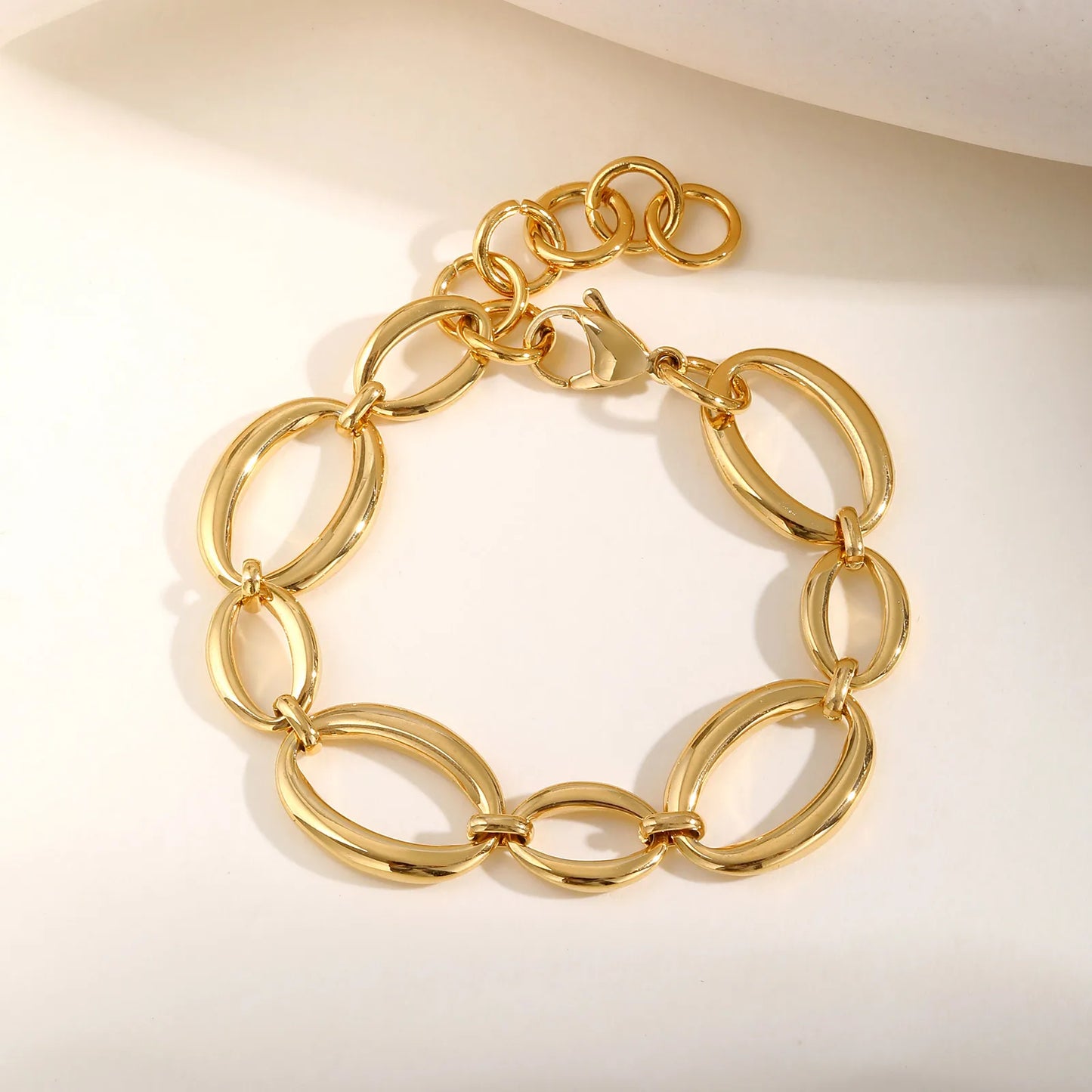Distinctive Elliptical Bracelet for Women,Hand-made Chain Stainless Steel Bracelets,Trendy Waterproof Jewelry Gift