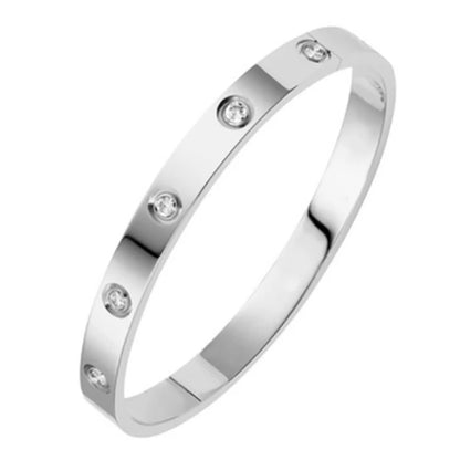 Stainless Steel Bracelets On Hand 6mm 4mm Bangles For Women Jewelry Lady Girl Women's Fashion Rhinestone Titanium Designer Gifts
