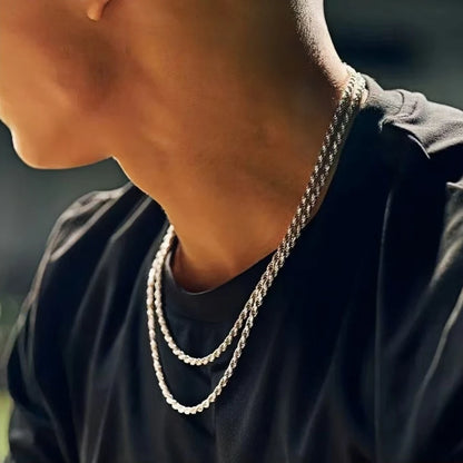 Men Stainless Steel Twist Chain Necklace Hip Hop Party Jewelry Fashion Accessories Gifts