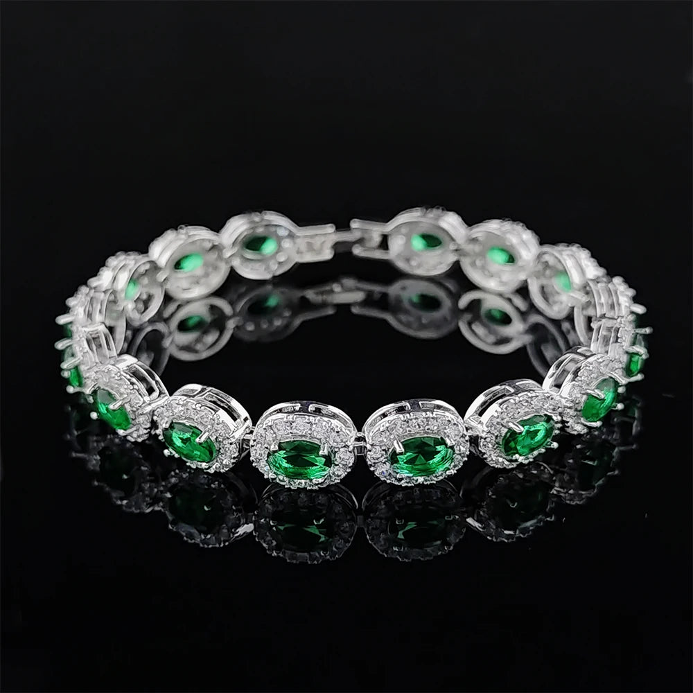 2024 New Luxury Blue Red Green Black Color Bracelet Bangle for Women Anniversary Gift Jewelry Wholesale S6923