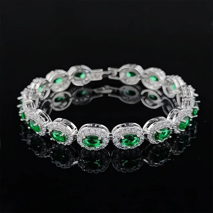 2024 New Luxury Blue Red Green Black Color Bracelet Bangle for Women Anniversary Gift Jewelry Wholesale S6923