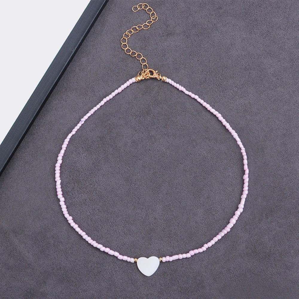 LATS Colorful Seed Beads Choker Nekklace for Women Girl New Love Heart Design Collar Fashion Jewelry Wholesale Dropshipping