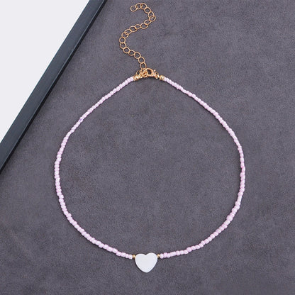 LATS Colorful Seed Beads Choker Nekklace for Women Girl New Love Heart Design Collar Fashion Jewelry Wholesale Dropshipping