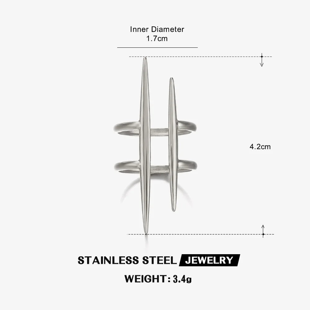 LATS New Design Fashion Pop Gold-Plated Stainless Steel Line Ring for Women Couple Personality Hip Hop Jewelry Wholesale
