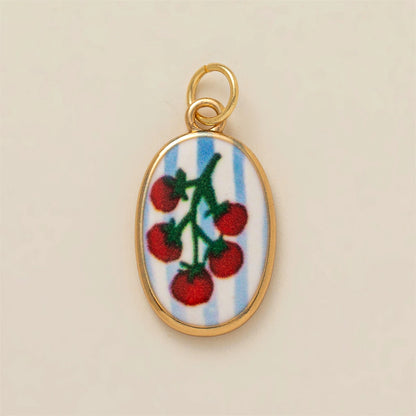 Colorful dopamine pendant with oil droplets, strawberry, crab, heart, shell pattern, color preservation