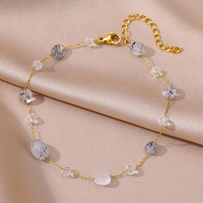 Anklets for Women Stainless Steel Stone Beaded Chain Anklet Summer Beach Accessories Boho Leg Bracelets Jewelry Tobilleras Mujer