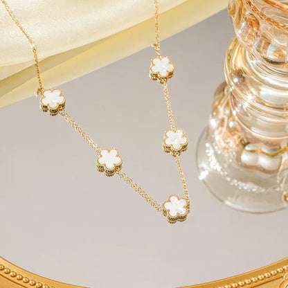 Five-Leaf Plum Blossom Necklace Woman 316L Stainless Steel Clover Elegant Pendant Charm Collarbone Chain Party Jewelry Gifts