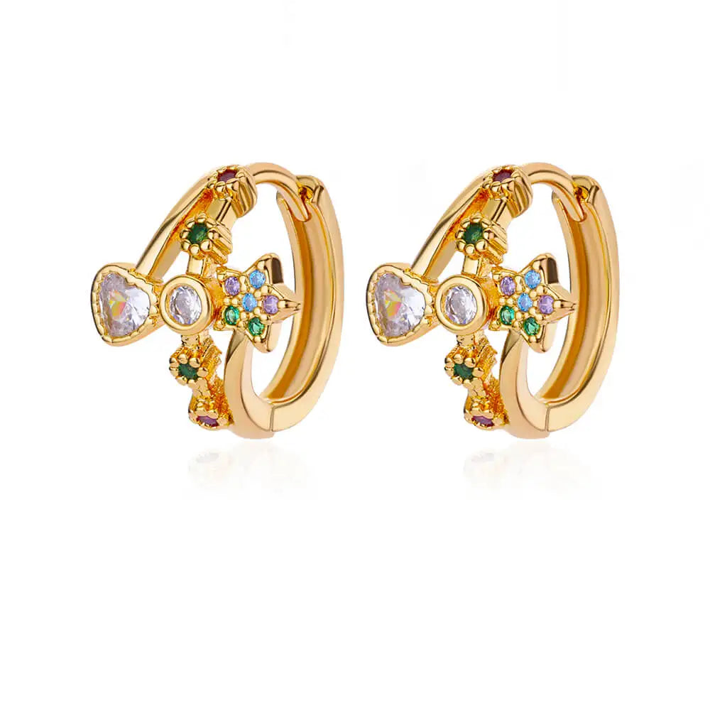 Zircon Star Earring For Women Girl Stainless Steel Hoop Piercing Earring y2k 2023 New Jewelry Accessories aretes free shipping