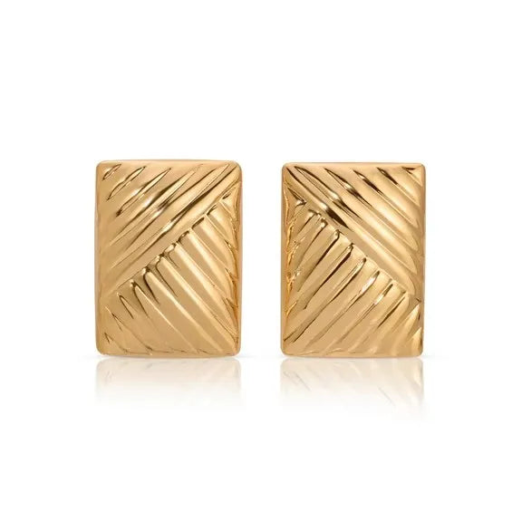 Retro Gold Plated Stainless Steel Texture Earrings for Women Circle Twist Geometric Statement Ear Stud Fashion Jewelry Bijoux