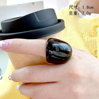 HANGZHI Irregular Wide Large Chunky Rings for Women Vintage Acrylic Resin Autumn Winter Geometric Stacking Wear Finger Jewelry
