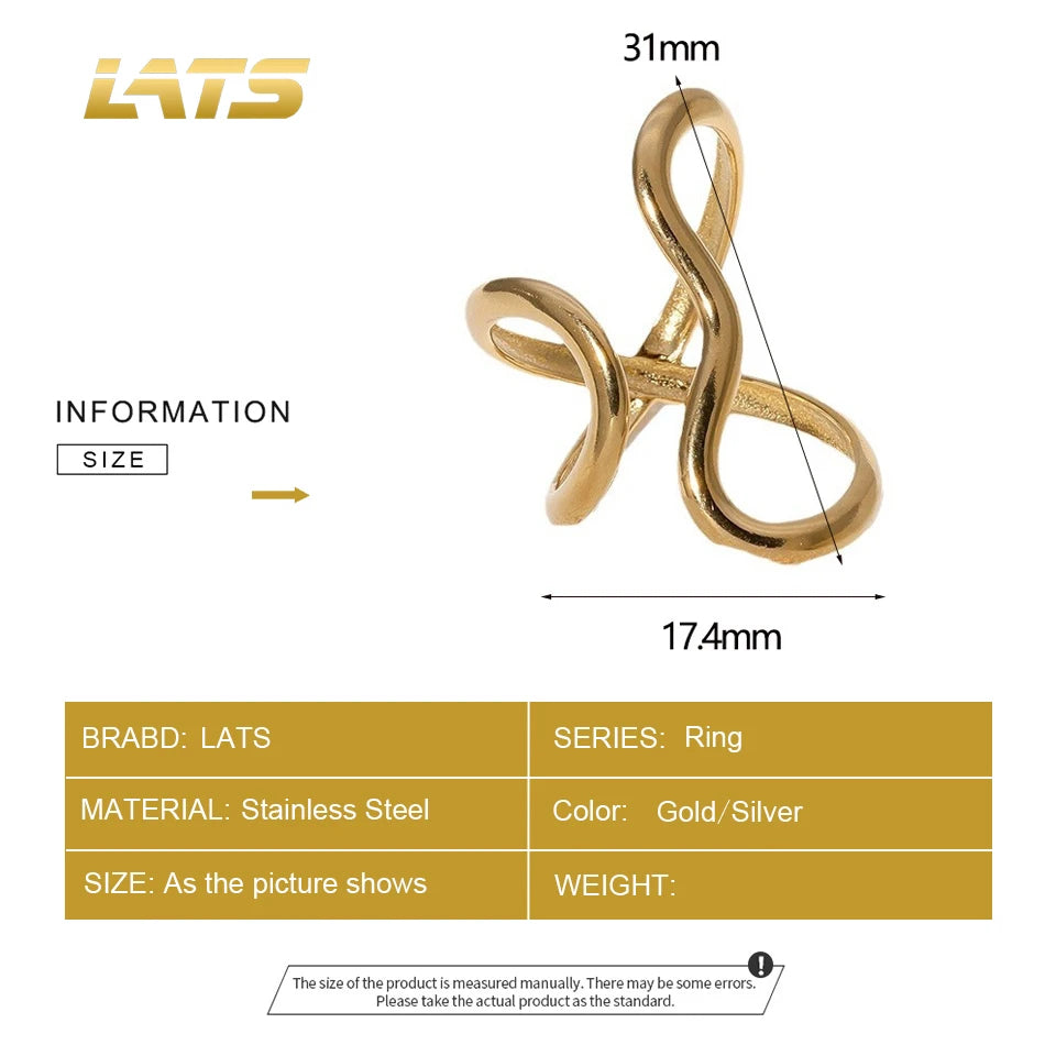 LATS Stainless Steel Gold Color Rings for Women Men 2024 Colorfast Popular Party Personalized Exaggerated Charms Jewelry Gifts