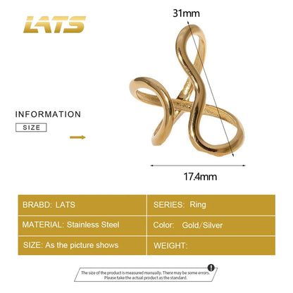 LATS Stainless Steel Gold Color Rings for Women Men 2024 Colorfast Popular Party Personalized Exaggerated Charms Jewelry Gifts