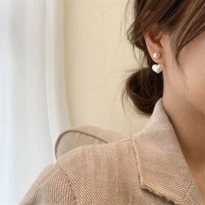 New Fashion love Heart Pearl Earrings for Women Sweet Elegant Temperament Drop Earring Trend Jewelry Accessories
