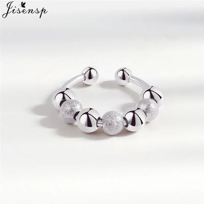 Simple Metal Beads Fidget Rotating Rings for Women Men Rotate Freely Anti Stress Anxiety Ring Spiral Round Ball Rotate Jewlery