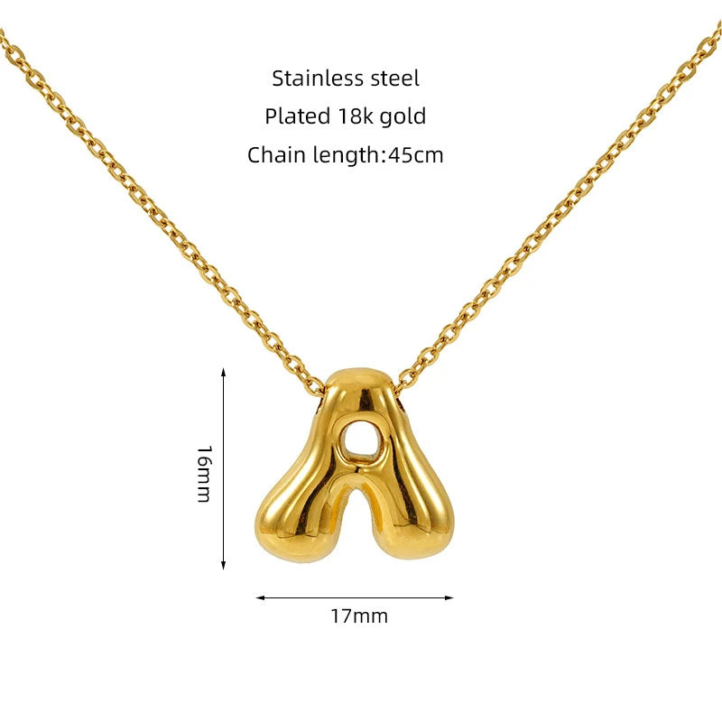 LATS 26 English Letter Gold Color Stainless Steel Necklace for Women Personalized Jewelry Gifts Fashion Accessories