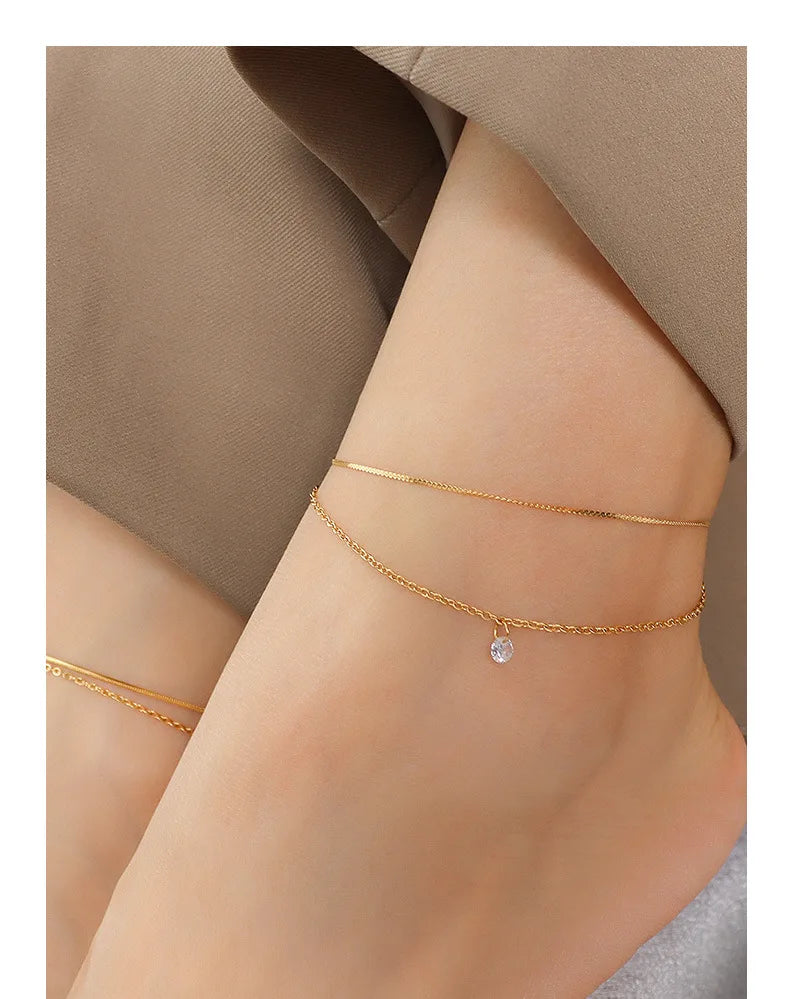 Anklets For Women Stainless Steel 18K Gold Plated High Quality No Tarnish Women's Ankle Bracelets Foot Chains Luxury Ankle Strap