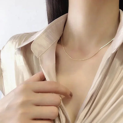 LATS New Stainless Steel Shiny Polish Snake Chain Choker Necklace for Women Men Fashion Jewelry