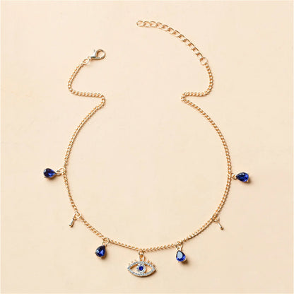 Fashion Evil Eye Necklace For Women Minimalist Classic Turkish Blue Eyes Pendant Choker Fatima Hand Clavicle Chain Lucky Jewelry