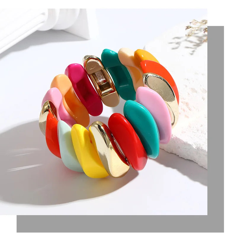 Wedding Wide Bracelet for Girls Charm Resin Bracelets Bangles For Women Luxury High Quality Fashion Jewelry Elastic Party Gifts