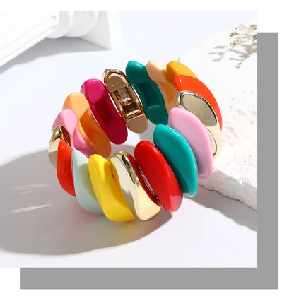 Wedding Wide Bracelet for Girls Charm Resin Bracelets Bangles For Women Luxury High Quality Fashion Jewelry Elastic Party Gifts