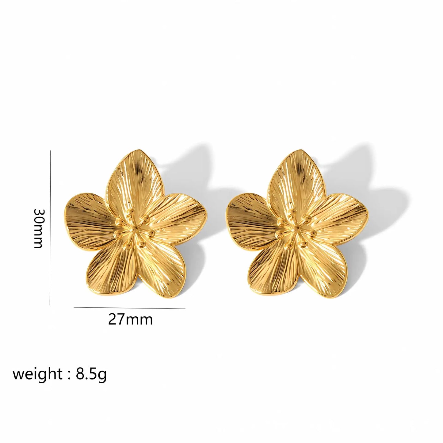 Hypoallergenic Stylish Vintage Flower Stud Earrings Personality 18k Gold Plated Stainless Steel Jewelry for Women Accessories