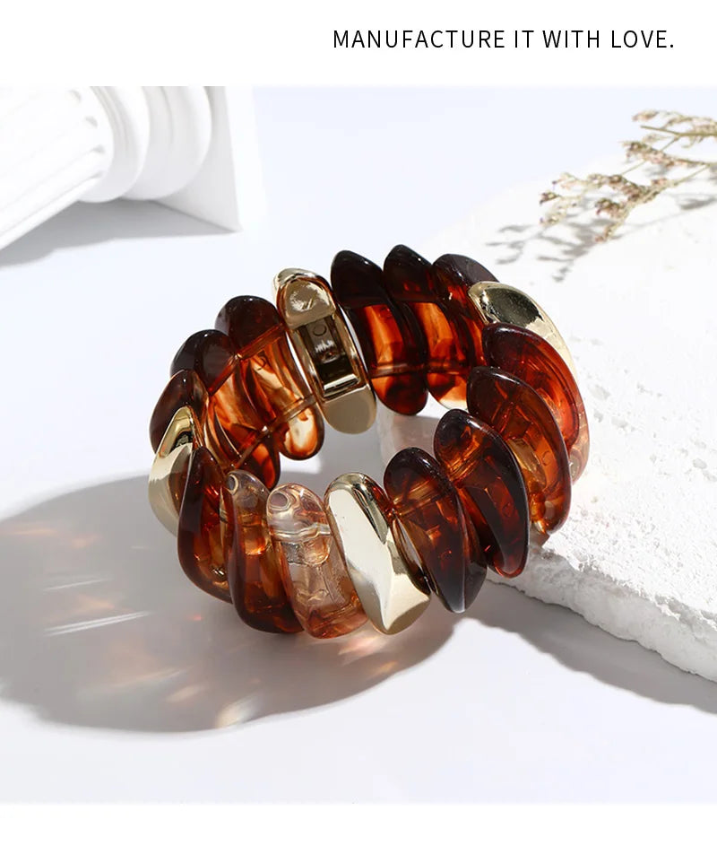Wedding Wide Bracelet for Girls Charm Resin Bracelets Bangles For Women Luxury High Quality Fashion Jewelry Elastic Party Gifts