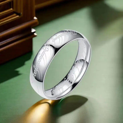 Rings of Power 3D Carved Engraving the Ring for Men Gold Plated Stainless Steel Master Ring Jewelry Gifts Width 6MM