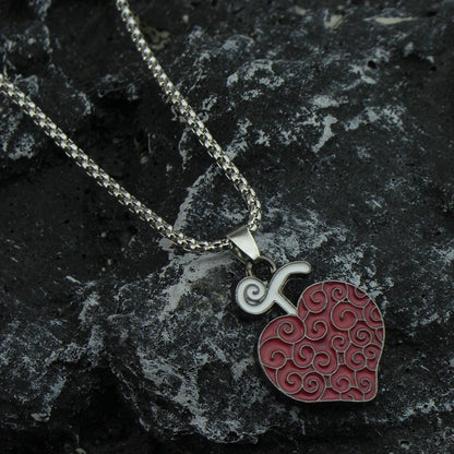 Anime Necklace for Women Men Metal Necklaces Ace Law Cursed Devil Fruit Jewelry Pendant Chains Choker Collares