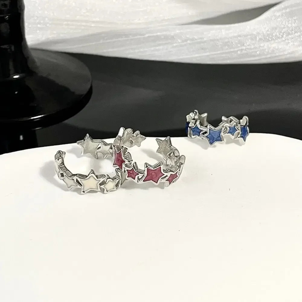 Korean Irregular Star Personalized Rings for Women Geometric Kpop Finger Buckle Jewelry Accessories Y2K Open Ring Christmas Gift