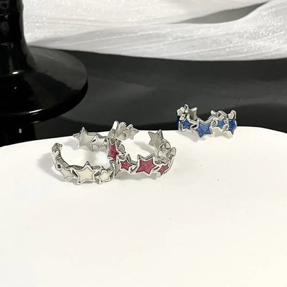Korean Irregular Star Personalized Rings for Women Geometric Kpop Finger Buckle Jewelry Accessories Y2K Open Ring Christmas Gift