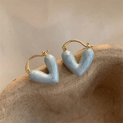 LATS 2024 New Arrival Love Heart Hoop Earrings for Women Small and Delicate Fashion Accessories Elegant Trend Jewelry Party Gift