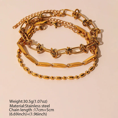 Stainless Steel Bracelet 3 Pieces Popular Creative Knotted Rhombic Chain Fine Bracelet For Women Jewelry Unusual Gift New Senior