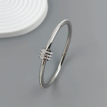 Classic slim waist zircon stainless steel gold-plated women's bracelet, high-quality waterproof metal bracelet, party jewelry